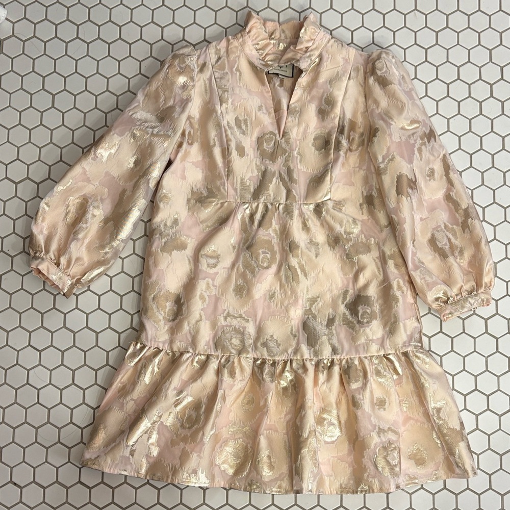 Tuckernuck Palmerston rose gold /Pink Metallic Floral Dress